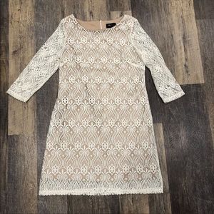 3/4 Length Sleeves White Lace Dress